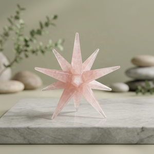 Étoiles de Merkaba à 12 pointes en quartz rose faites à la main, cristaux de style Feng Shui et d'amour pour la décoration de Noël et les cadeaux, en pierres précieuses - Product Image 3
