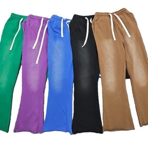 Pantalon de jogging personnalisé pour homme, style déchiré, avec poches, coupe évasée, décontracté, streetwear, effet délavé, style hip-hop - Product Image 1