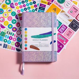 Cuaderno de colores con plan mensual en inglés, libro de plan sin fecha, libro completo Sky Star para estudiantes, correas de corbata, libro de plan semanal A5 - Product Image 5