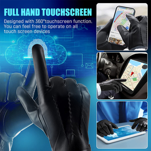 Gants de conduite élégants en cuir d'agneau non doublés pour écran tactile, pour hommes, sports de plein air, écologiques - Product Image 4