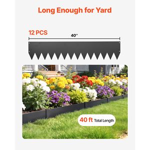 Set da 12 Bordure per Giardino in Acciaio Zincato 40 x 8 Pollici, Guanti da Giardinaggio in Metallo Resistenti e Attrezzatura Protettiva con 14 Clip di Montaggio - Product Image 4