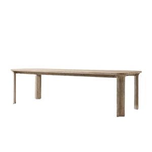 Contemporary Organic <b>Outdoor</b> Dining <b>Table</b> Solid Teak Elegant Slatted <b>Table</b> Top and <b>Rounded</b> Edges Suitable for Villa Hotel - Product Image 2