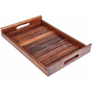 Bandeja de madera maciza con diseño de esquina suave para una mesa elegante | Platos para servir comida de madera de mango de calidad superior - Product Image 1