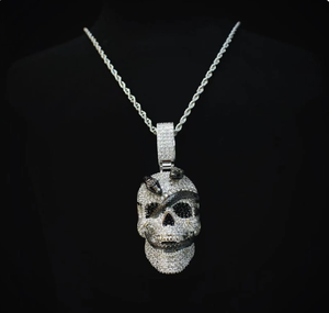 Moissanite Diamond <b>Skull</b> Pendant 925 Sterling Silver Gothic Hip Hop Jewelry <b>gift</b> for unisex - Product Image 3