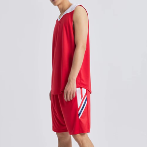 Conjunto de Camiseta de Baloncesto sin Mangas con Cuello en V Rojo, Uniforme Deportivo Transpirable de Poliéster para Adultos Unisex, para Todas las Temporadas - Product Image 6