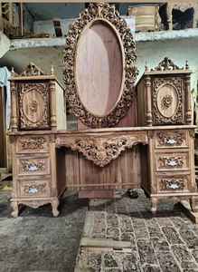 Traditional Style Multi-Functional <b>Dressing</b> <b>Table</b> <b>with</b> Mirror and Stool Popular Makeup <b>Storage</b> Dresser - Product Image 2