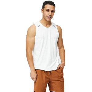 YOUSAF VIEW CO. Camiseta sin mangas formal de algodón 100% tejido para hombre, talla grande, cuello redondo, transpirable, para gimnasio, con logo personalizado en la espalda - Product Image 1