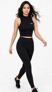 <b>Women's</b> <b>Black</b> Sleeveless Mock Neck <b>Tank</b> <b>Top</b> Short Crop Letter Print Casual Summer - Product Image 5