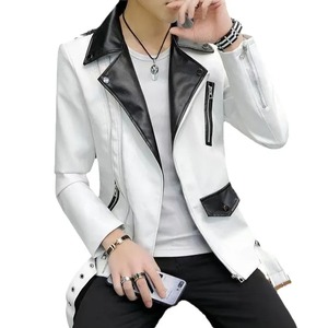 Veste en cuir 100% pour homme, style moderne, zippée, coupe-vent, printemps automne, décontractée - Product Image 5