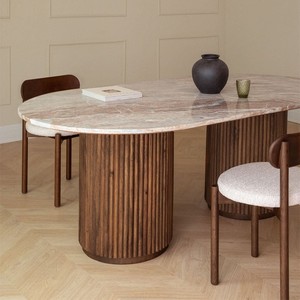 <span class=keywords><strong>Tavolo</strong></span> da pranzo ovale Vandana Grand Vento <span class=keywords><strong>200x100</strong></span> cm in pietra naturale e legno di mango Giselda - Product Image 3