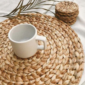 Salvamantel Redondo Bohemio de Jacinto de Agua Tejido a Mano, Duradero, Ecológico, Tamaño Personalizado, Resistente al Calor, Antideslizante - Product Image 1