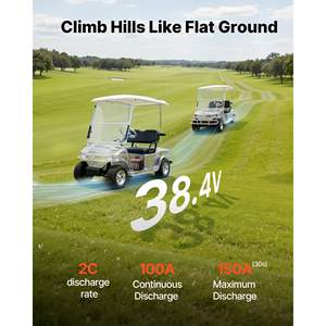Batteria per Golf Cart 36V (38.4V) 52AH con Caricabatterie 18A, BMS 100A, 4000 Cicli, Scarica 2C, App Bluetooth per Motori Elettrici - Product Image 2