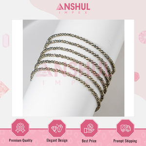 Exclusiva Pulsera de Tobillo de Cristal de Pirita Facetada de Grado AAA, Elástica, de 3 mm, Longitud Ajustable, Unisex, para Compromiso - Product Image 5