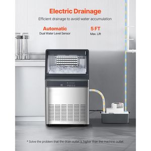 Macchina Commerciale per Produzione Ghiaccio, Capacità di Stoccaggio 500kg, 33 libbre di Ghiaccio, 50 Cubetti in 15 Minuti, LED Digitale, Nuova - Product Image 6