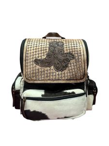 Vintage <b>Tooled</b> PU Leather Handmade Western Style Multi-Size Travel <b>Backpack</b> Premium Rucksack by HORZE N PET INTERNATIONAL - Product Image 3