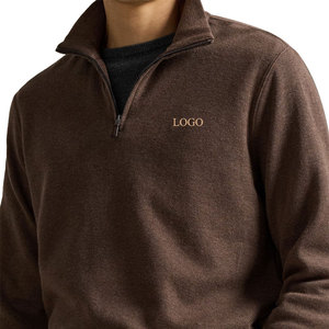 Sudadera 100% Algodón para Hombre, Manga Raglán, Marrón, Cierre de Cremallera de 1/4, Tejido de Punto 300g, Cuello Redondo, Logotipo Bordado, Corte Holgado, para Invierno - Product Image 5