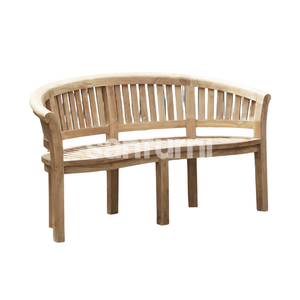 Sofá de Jardín Curvo de Teca para 3 Personas, Muebles de Patio de Madera Rústicos Resistentes a la Intemperie - Product Image 1