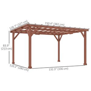 Pergola Moderna in Legno 3,35m x 3,78m, Elegante Gazebo da Esterno per Patio, Terrazza, Giardino, Prato, Pergolato per Vigneti - Product Image 3