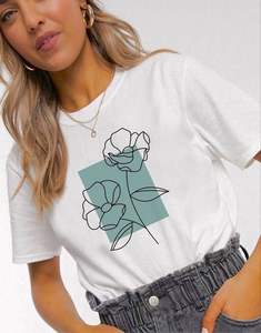 Camisetas de mujer de alta calidad serigrafiadas media manga cuello redondo diseño personalizado y estilo ropa de verano para damas - Product Image 1