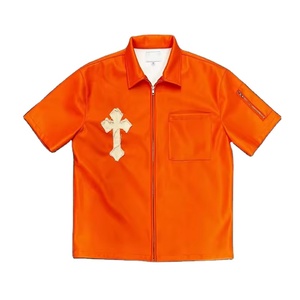 เสื้อเชิ้ตแขนสั้นสีเขียวอ่อนสำหรับผู้ชาย คอปกแบบพับได้ ติดซิปด้านหน้า เนื้อผ้าระบายอากาศได้ดี น้ำหนัก 140 กรัม สไตล์ชุดทำงาน ผ้าถักสำหรับฤดูใบไม้ร่วง - Product Image 2