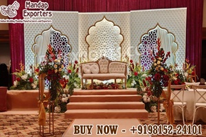 Luxury Golden Fiber <b>Frames</b> Panel for Stage Decor Premium Indian Wedding Reception Stage Royal Wedding Sofa Backdrop Ireland - Product Image 4