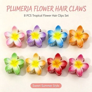 Acrylic Flower <b>Hair</b> <b>Clip</b> Candy Color Non-tessellation Shark <b>Clip</b> Daily Use Headdress Petal Design High Quality 8cm Weight 25g - Product Image 1