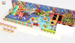 Wejoy-Terrain de jeu intérieur arc-en-ciel avec toboggans muraux, canons à billes, zone de jeu souple, piscine à balles et carrousel pour enfants - Product Image 4