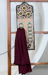 Organisateur de foulards en cuir tressé à la main de style occidental, très vendu, avec un design élégant, porte-anneaux multiples pour le rangement dans la garde-robe - Product Image 4