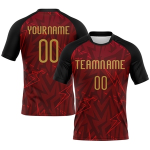 Wholesale Direct Industry Best Selling Custom Crimson <b>Old</b> Gold-Black Lightning Sublimation Volleyball Uniform Jersey - Product Image 1