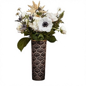 Handmade Les Paons <b>Vase</b> 100% Enamelled Iron Hand-Gilded Border Finish Customized Eco-Friendly Wide Mouth 26cm Home Decor - Product Image 1