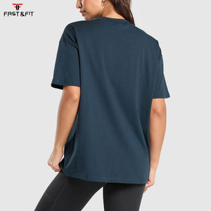 Camiseta de punto informal holgada de cuello redondo para mujer, 100% algodón, ecológica, de alta calidad, transpirable, teñida lisa, de manga larga - Product Image 4