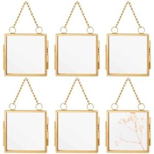 <b>Double</b>-<b>Sided</b> Rotating Glass Gold <b>Frame</b> | Floating Metal Picture <b>Frame</b> for Home Decor | Wholesale Desktop Herbarium Display <b>Frame</b> - Product Image 2
