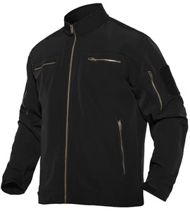 Veste softshell pour homme à col montant, multi-poches, résistante à l'eau et au vent, veste de terrain, bleu marine, olive, noir, kaki, logo personnalisé OEM - Product Image 3