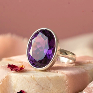 925 Sterling <b>Silver</b> Oval Amethyst Bezel Set Eternity <b>Band</b> <b>Ring</b> for Women Anniversary Party Wedding Gift Jewelry - Product Image 5