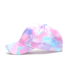 Casquette unisexe ajustable à 6 panneaux en mélange de polyester et de coton, respirante et imperméable, à imprimé floral violet, pour toutes les saisons, usage décontracté - Product Image 3