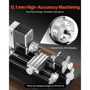 Mini tour à métaux didactique 36W, vitesse 20 000 tr/min, mandrin à 3 mors en alliage d'aluminium 2,76 x 5,12 po pour le travail des métaux et la métallurgie - Product Image 4