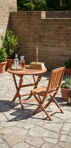 Acacia <b>Outdoor</b> Folding <b>Table</b> Set Mediterranean Style Wood Patio Furniture for Garden Dining - Product Image 4