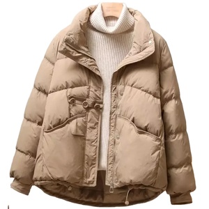 Col montant lâche blanc duvet de canard chaud veste femmes 2024 nouveau hiver boutons couleur unie chaud décontracté mode bouffant pain manteau - Product Image 6