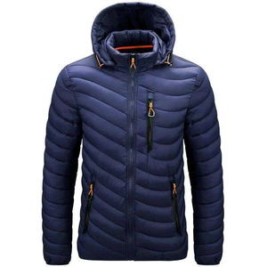 New Fashion <b>Men</b> Autumn Winter Padded Zipper Warm Pockets Hooded Coat <b>Long</b> Sleeve Removable Hat Outdoor Thick <b>Jacket</b> - Product Image 3