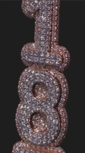 Colgante de Lujo Personalizado con Número de la Suerte, Estilo Hip Hop Vertical, Moissanita Auténtica, Plata 925, Dos Tonos, Certificado - Product Image 4