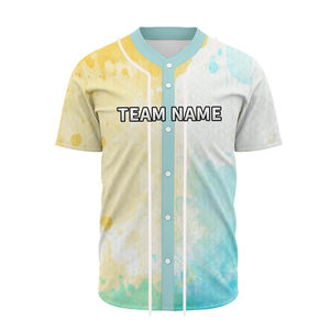 Nouveau design de maillot de baseball imprimé effet éclaboussures, logo personnalisé, style grunge, vêtements de baseball sublimés - Product Image 1
