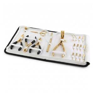 Kit d'outils professionnel pour extensions de cheveux à micro-perles édition or, pinces courbées en acier inoxydable, ensemble de salon, fabricant - Product Image 5