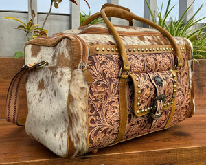 Vente en gros de grands sacs de voyage en cuir usiné à la main sacs de voyage en cuir de vachette pour unisexe sacs de week-end en cuir véritable personnalisés - Product Image 3