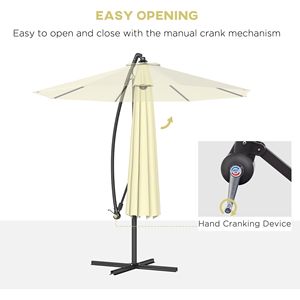 Ombrellone a braccio laterale beige da 3 metri con base a croce, resistente ai raggi UV e all'acqua, ideale per ristoranti (peso non incluso) - Product Image 4