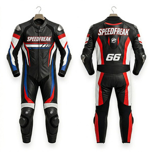 Traje de Motociclismo de Cuero Completo para Hombre SpeedFreak, Diseño Transpirable en Rojo, Blanco y Azul, para Todas las Temporadas - Product Image 2