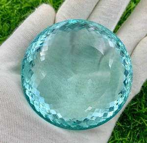 Pierre précieuse ronde facettée en quartz bleu suisse, grande taille, pour la fabrication de bijoux, la décoration intérieure, la présentation, vente en gros de pierres précieuses - Product Image 4