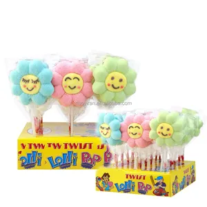 High Quality Sun Flower Smiley Face Marshmallow Lollipop Cartoon Baby Snack