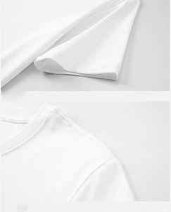 T-shirt décontracté à manches courtes avec logo personnalisé OEM pour hommes et femmes, en coton à fibres longues, anti-salissure, printemps, pur coton - Product Image 2
