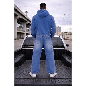 Sudadera con capucha unisex Ekin Impex Zip, estilo vintage, con efecto desgastado, bordada, lavada al ácido, decolorada por el sol, 100% algodón, térmica, para invierno, estilo chándal. - Product Image 4