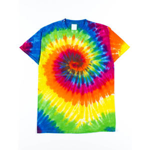 Camiseta 100% de algodón para hombre, camisa de manga corta con estampado multicolor de arco iris, cuello redondo, etiqueta personalizada - Product Image 1